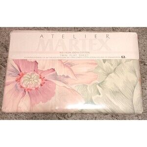 Atelier Martex Beau Rivage Twin Flat Sheet 200 TC Floral  NIP Cotton Percale
